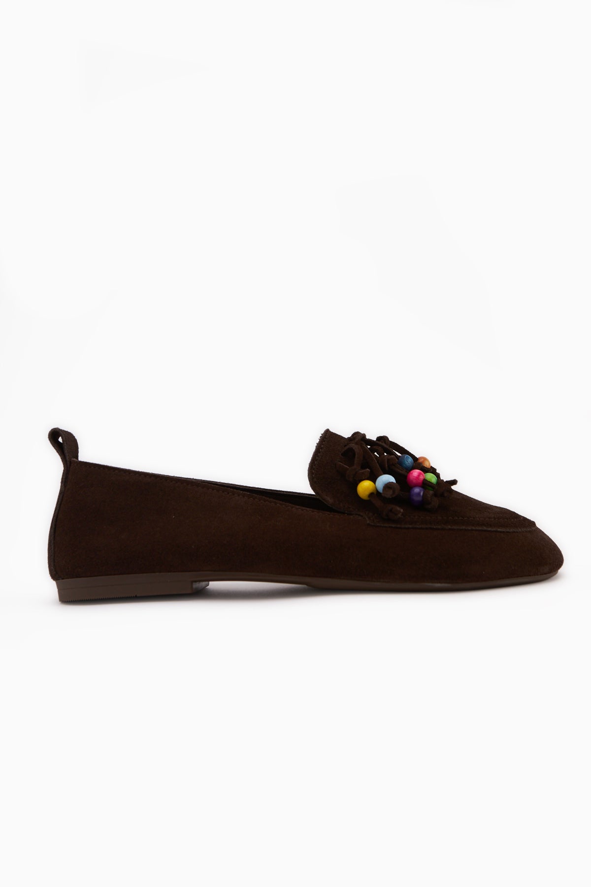 Benita Genuine Leather Brown Beaded Detailed Women’s Loafer