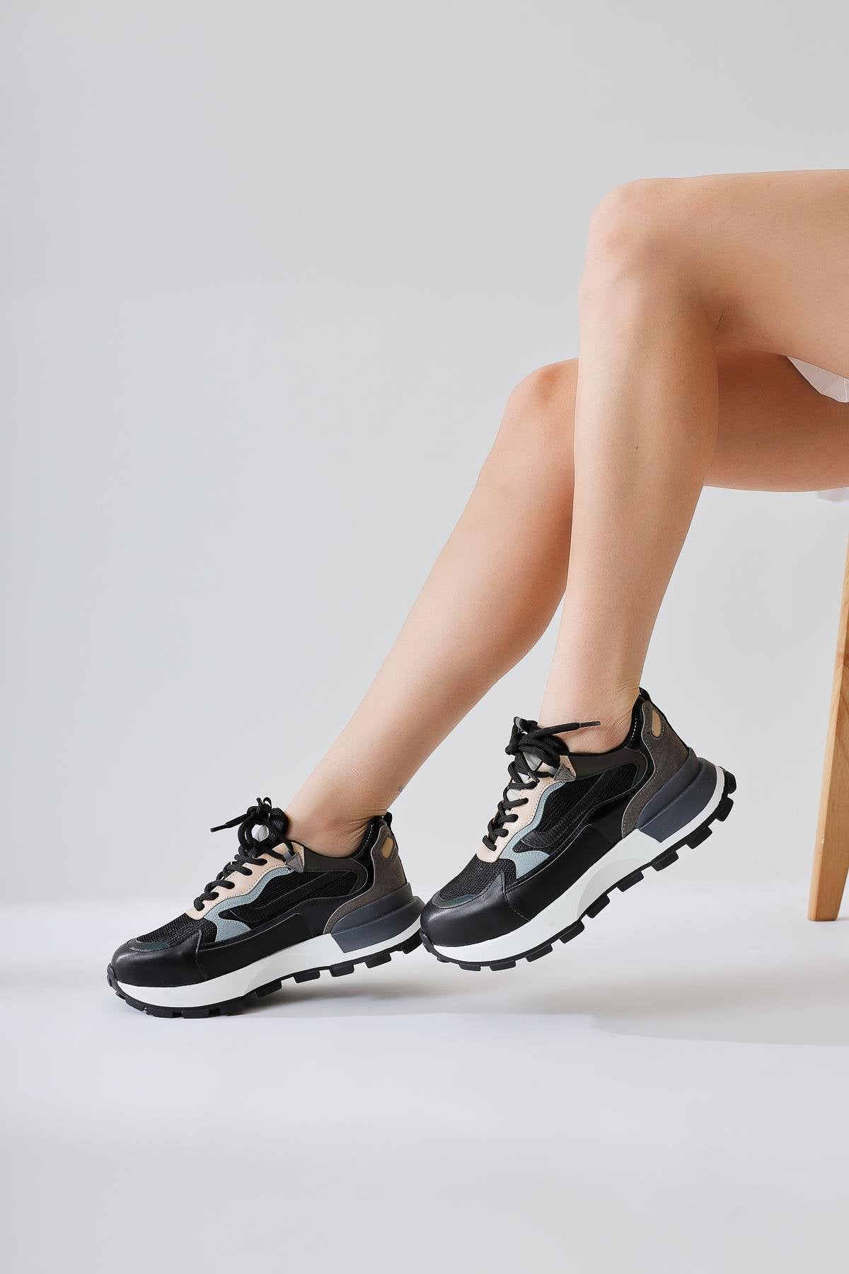 Shokat Black Suede High-Sole Lace-Up Sneakers