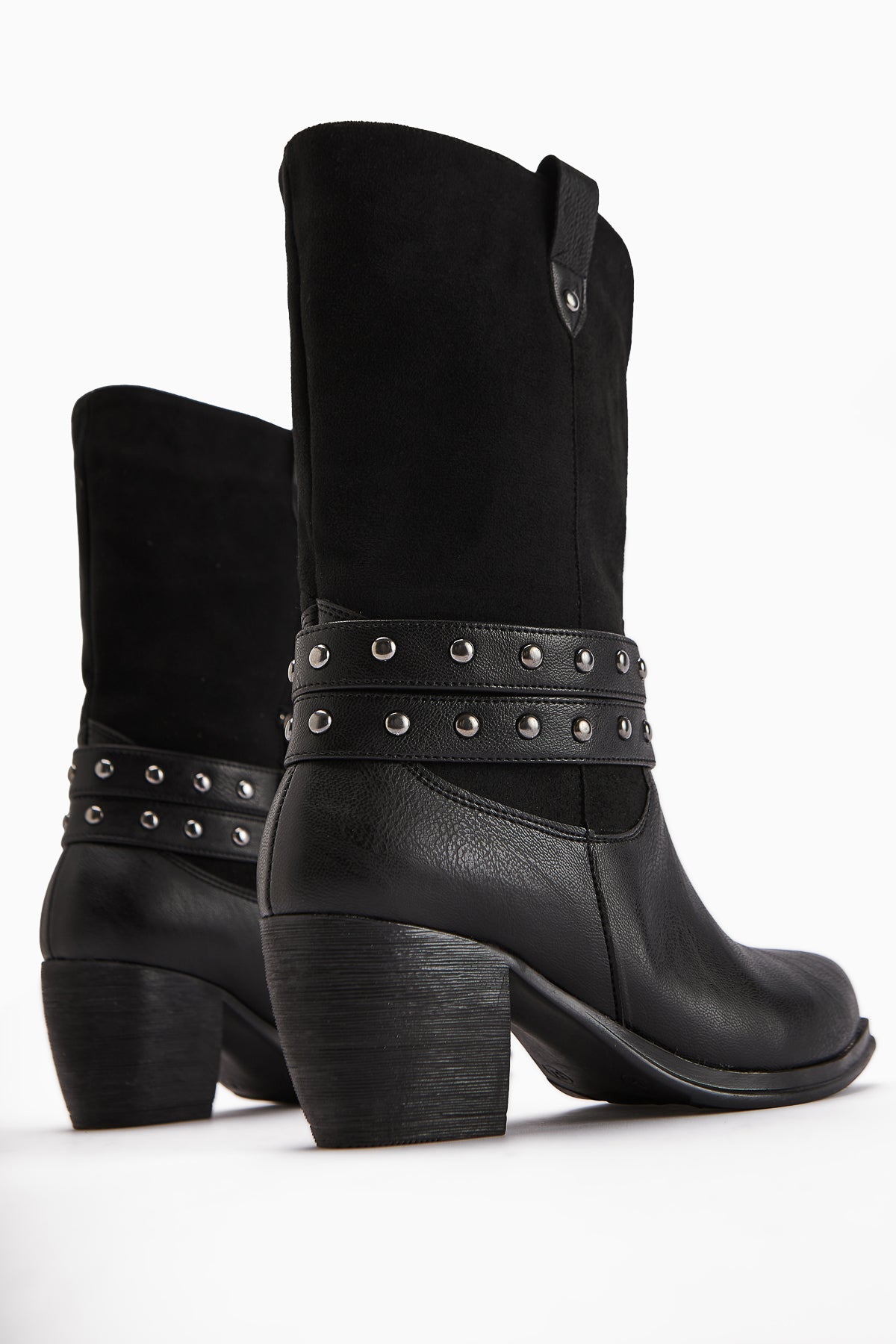Catrin Black Studded Heeled Women's Boot