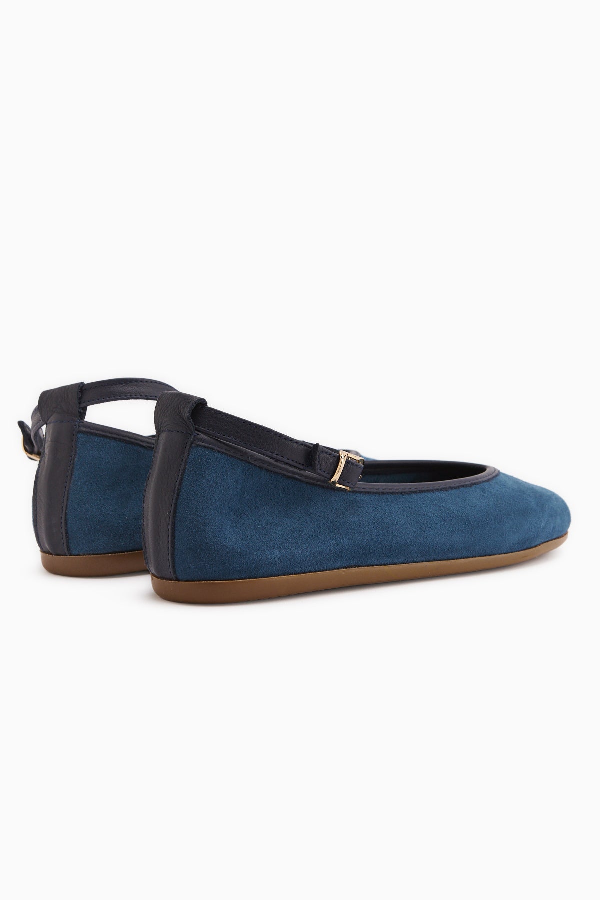 Genuine Leather Navy Suede Belted Women’s Ballet Flats