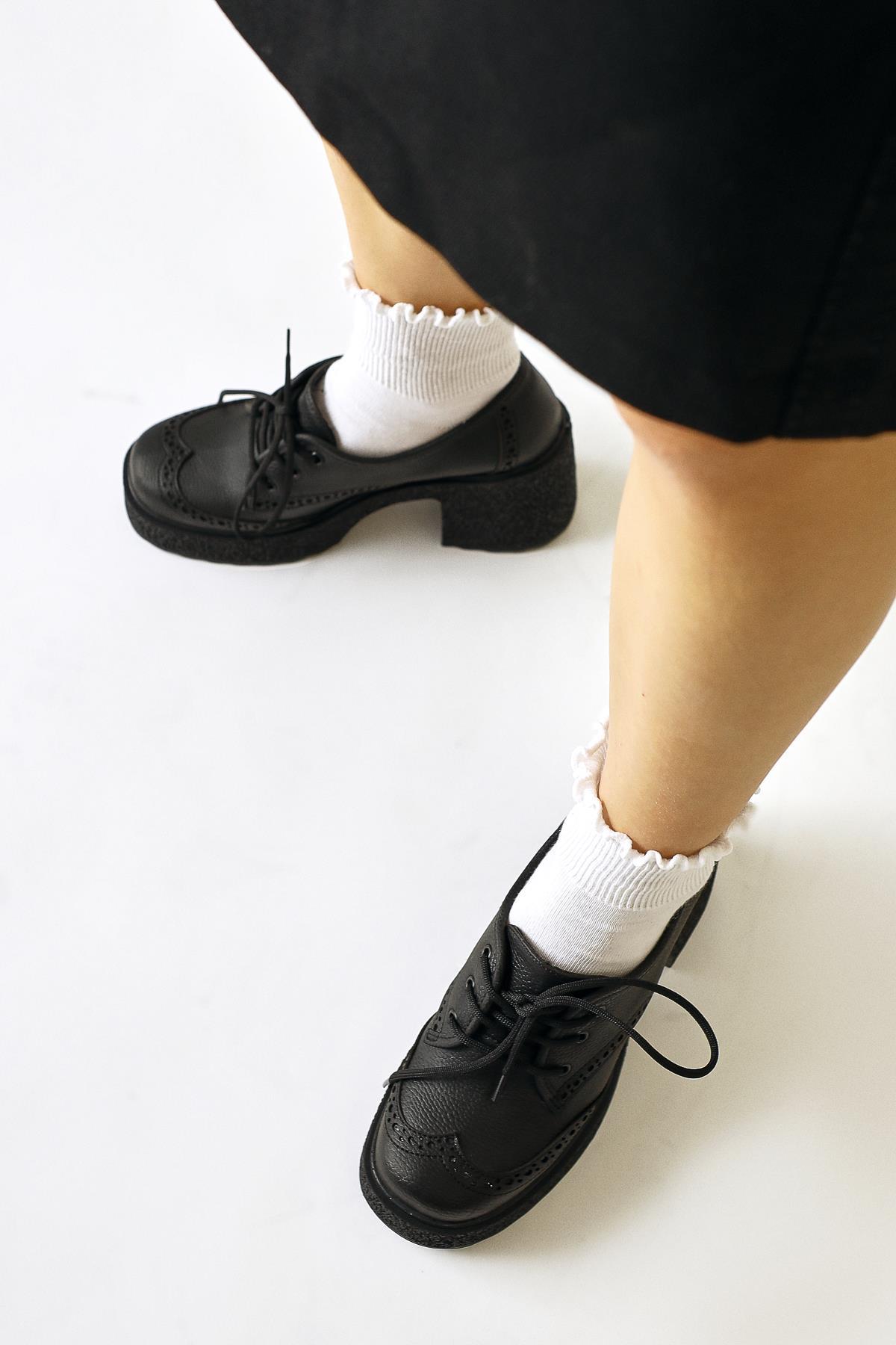 Lenie Black Laser-Cut Detail Casual Shoe