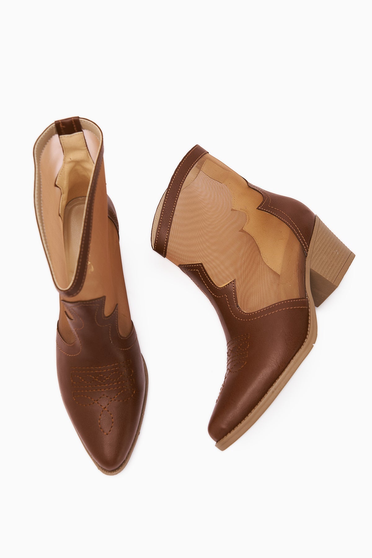 Sevala Taba Embroidered Western Women's Summer Boots with Transparent Details