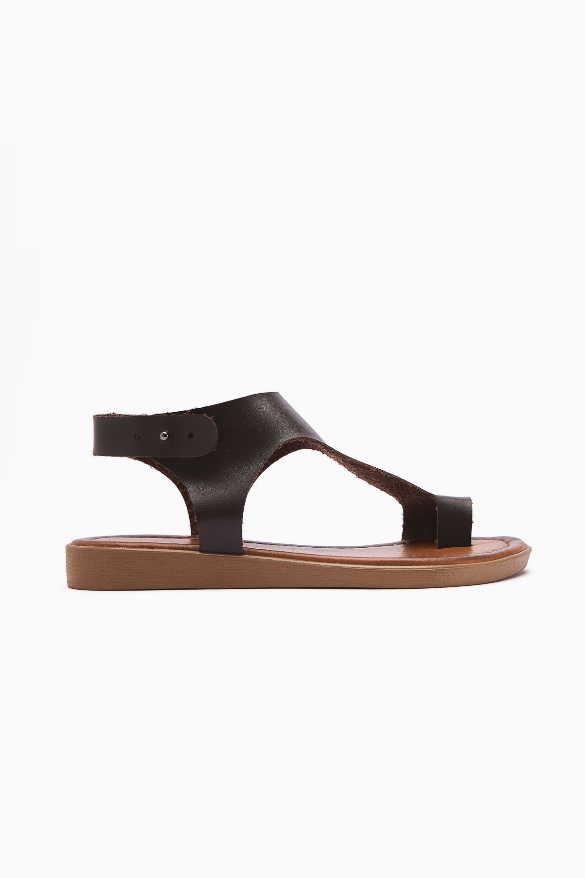 Laili Genuine Leather Coffee Thong Sandals