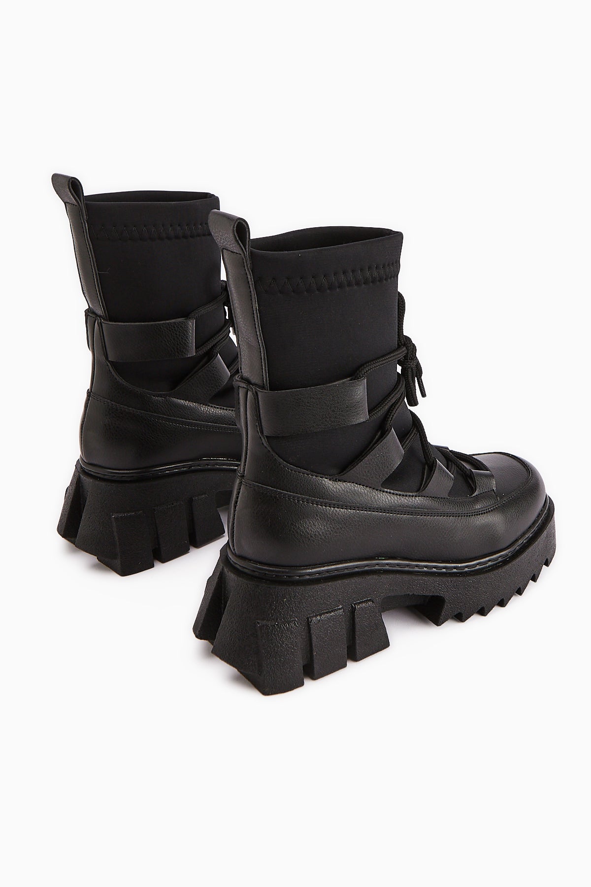 Casey Black Thick Soled Lace-up Women's Boot