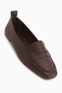 Genuine Leather Novin Brown Square Toe Women’s Ballet Flats