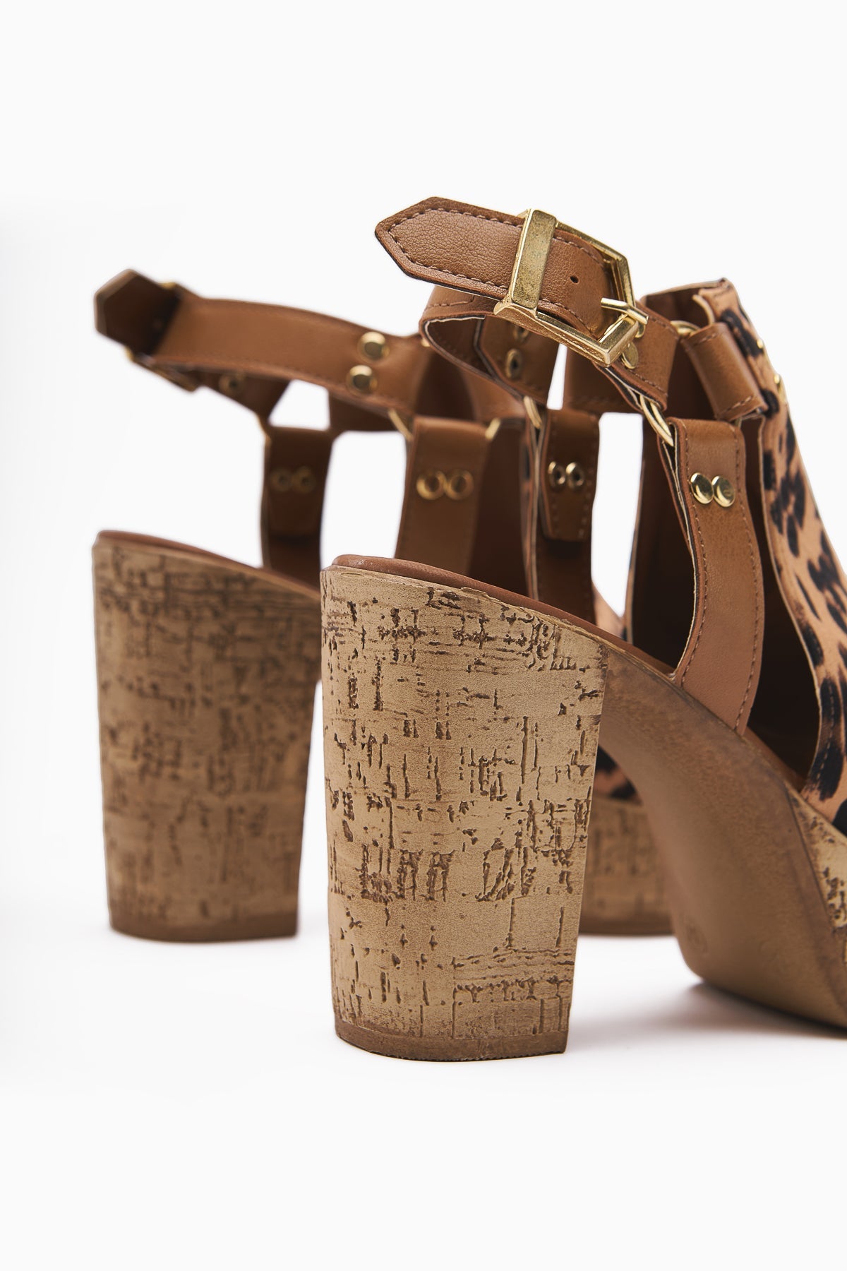 Hadel Leopard Belted Platform Heel Women's Sandal