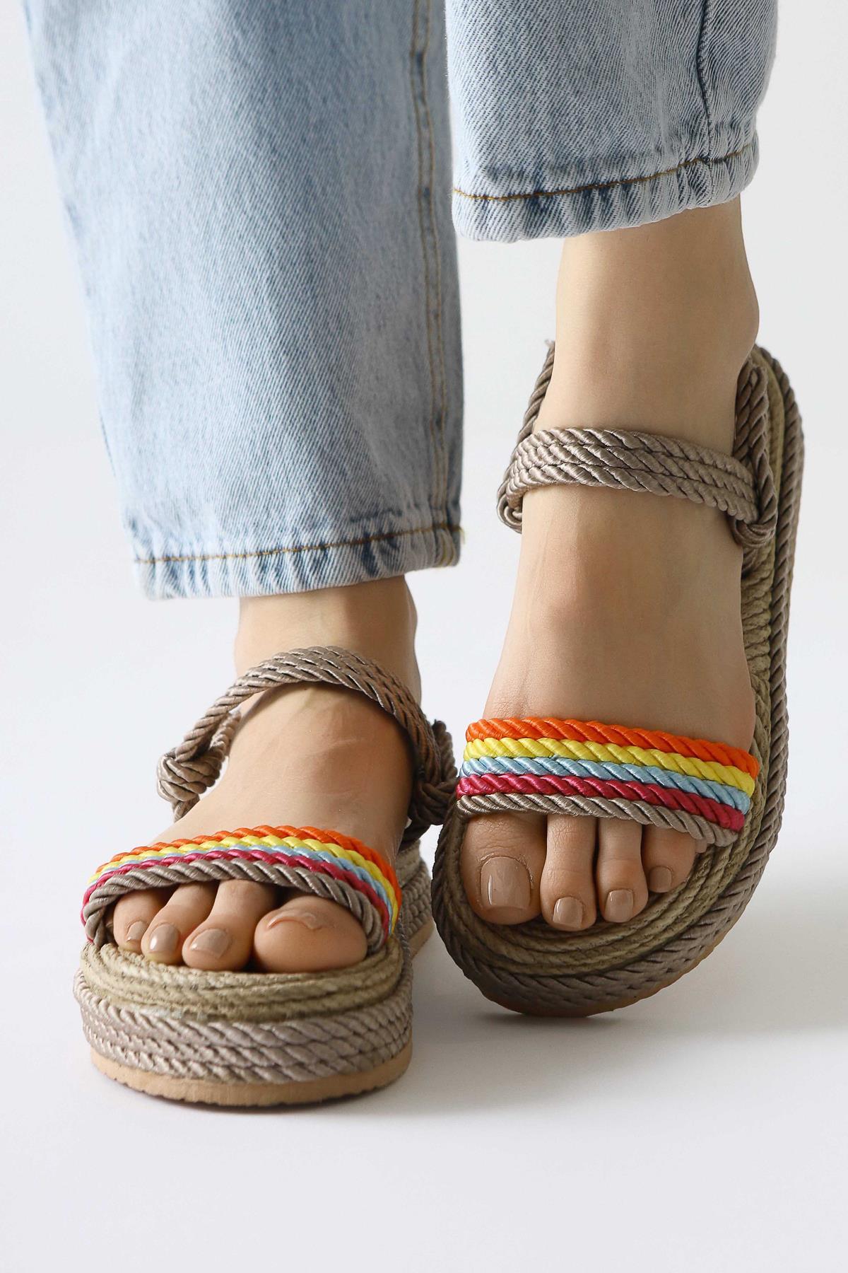 Velika Mink - Multicolor Thick-Soled Rope Sandal