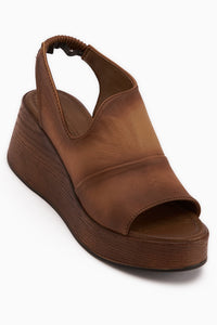 Genuine Leather Rozelin Tan Elastic Wedge Women’s Sandal