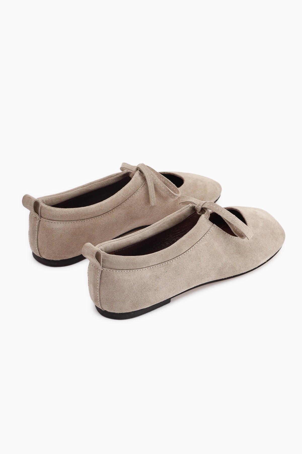 Ninva Genuine Leather Beige Bow Lace Women’s Ballet Flats