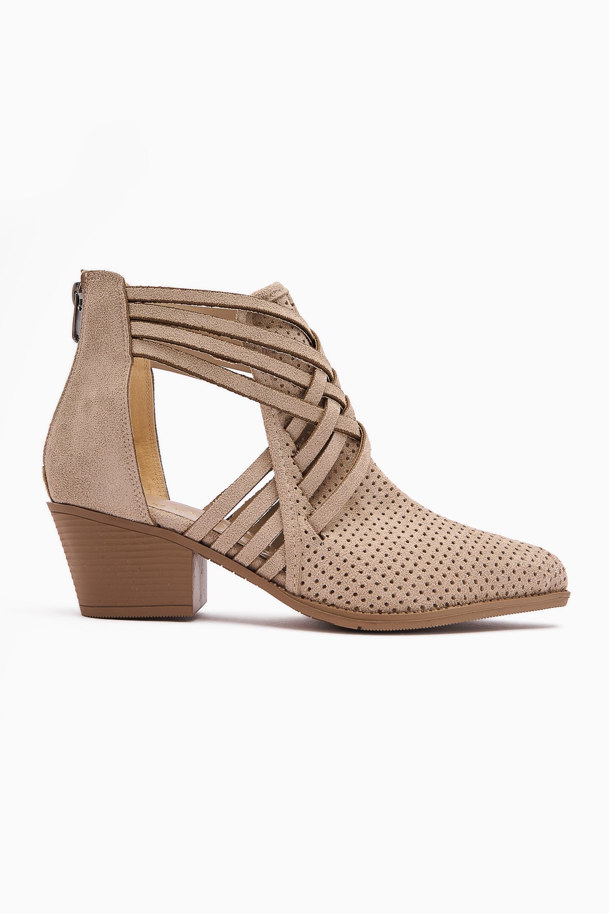 Kimia - Beige Zippered Block Heel Western Summer Boot (Women)