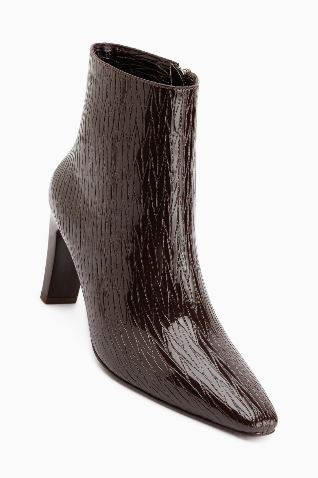 Dona Brown Patent Heeled Women’s Boots