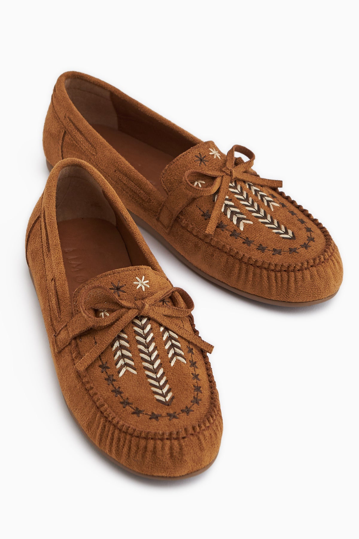 Darya Taba Süet Nakışlı Makosen Ayakkabı Kadın Loafer