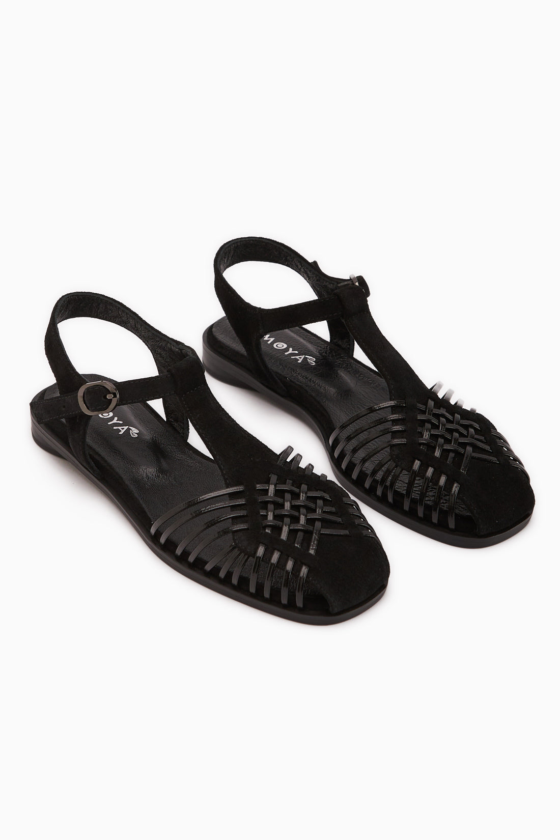 Genuine Leather Kelly Black Suede Cage Detailed Women’s Sandal