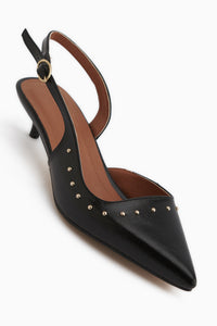 Marica Black Studded Short Heeled Women’s Shoes