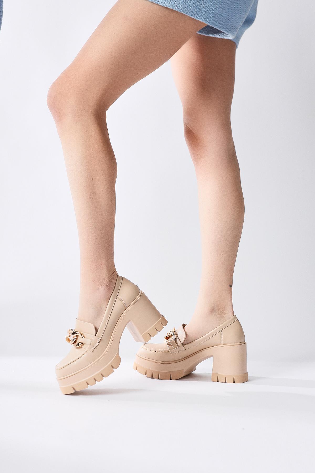 Chanpen Nude Platform Daily Shoe with Buckle Detail