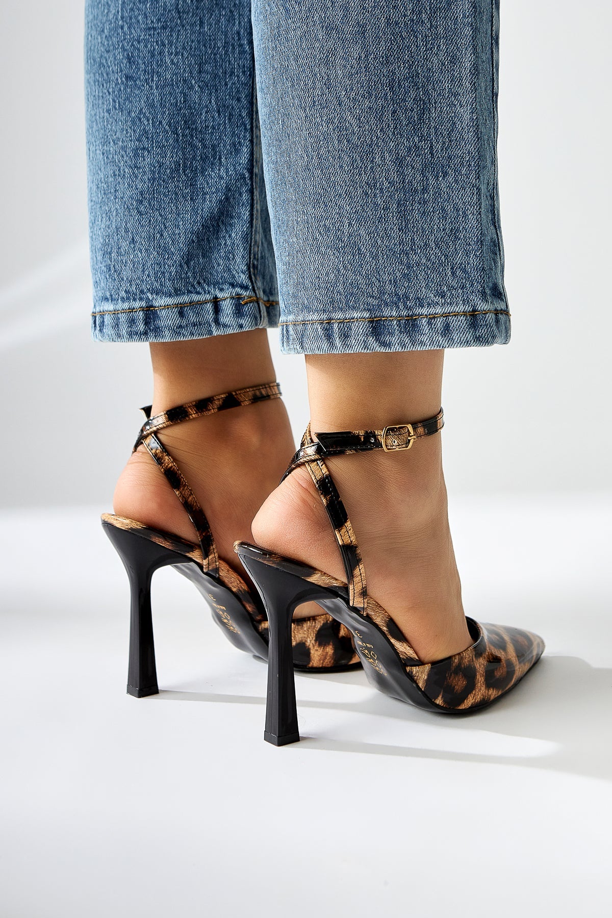 Lizbeth Leopard Print Closed-Toe Ankle-Tie Women's High Heels