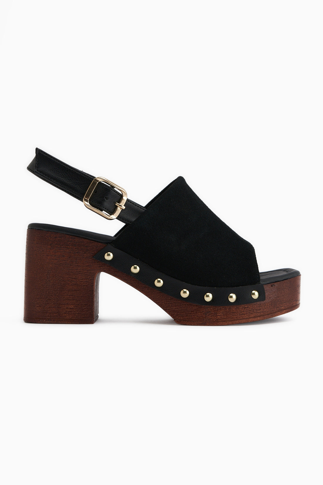 Cindy Black Suede Platform Heeled Women’s Sandal