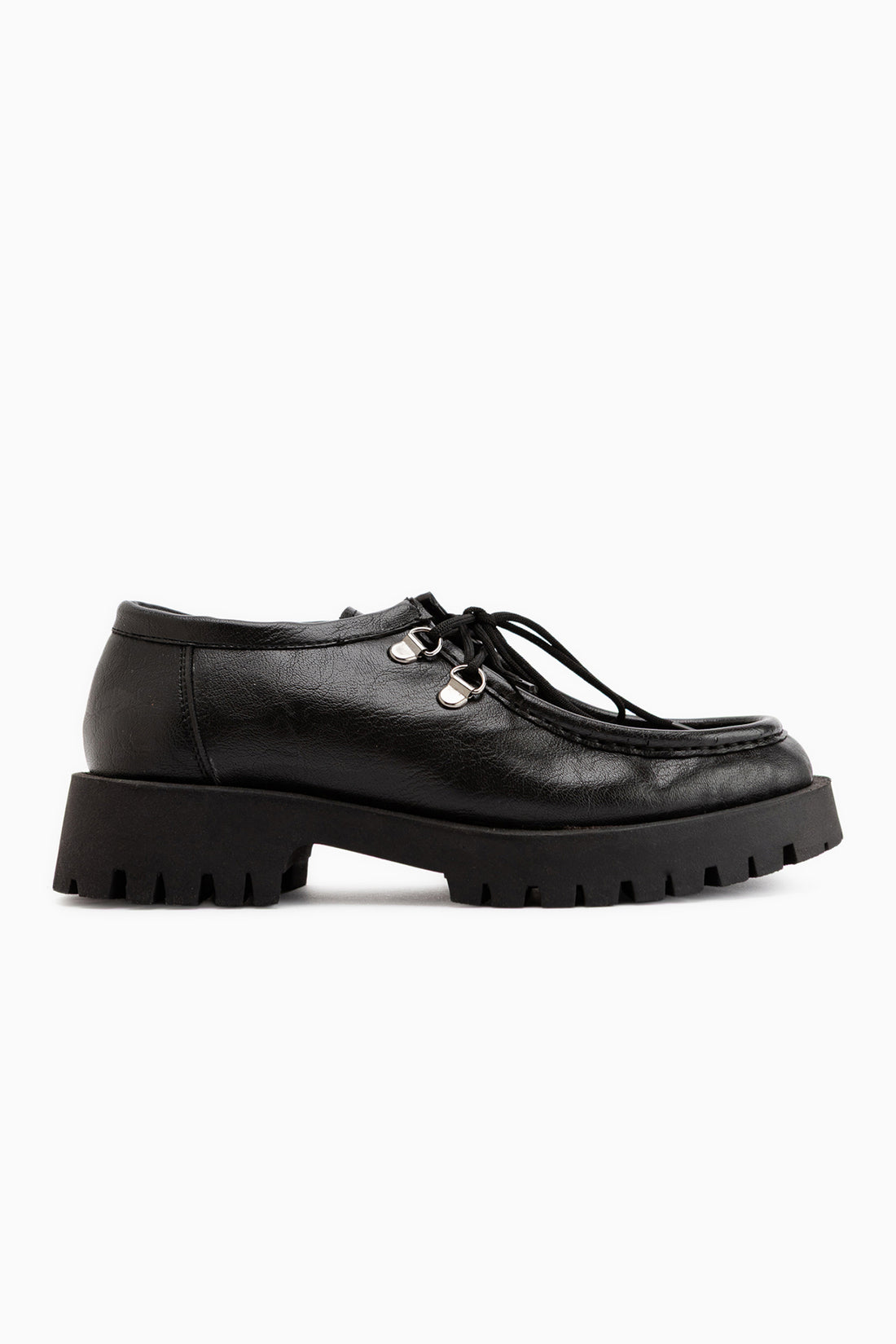 Trudy Black Lace-Up Thick Sole Women’s Loafer