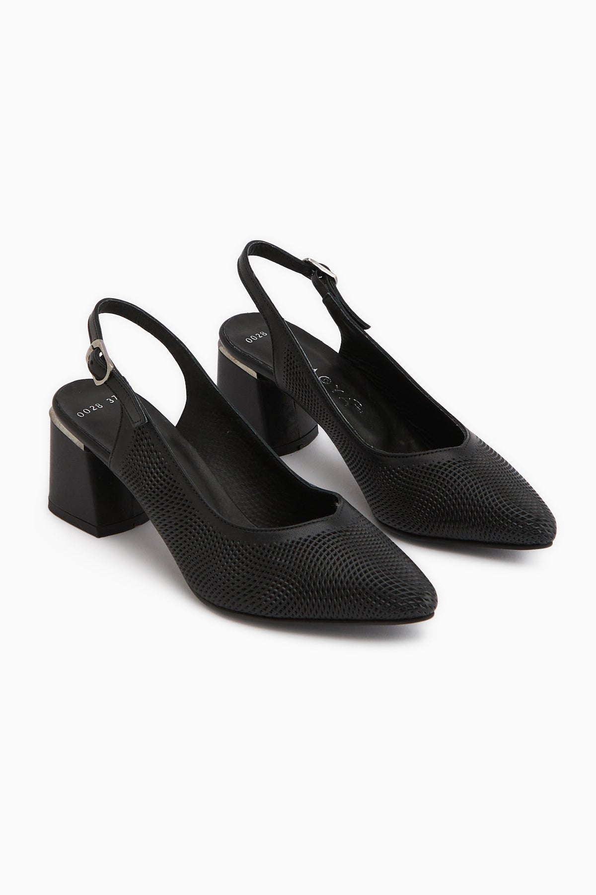 Ravina Genuine Leather Black Heeled Shoes
