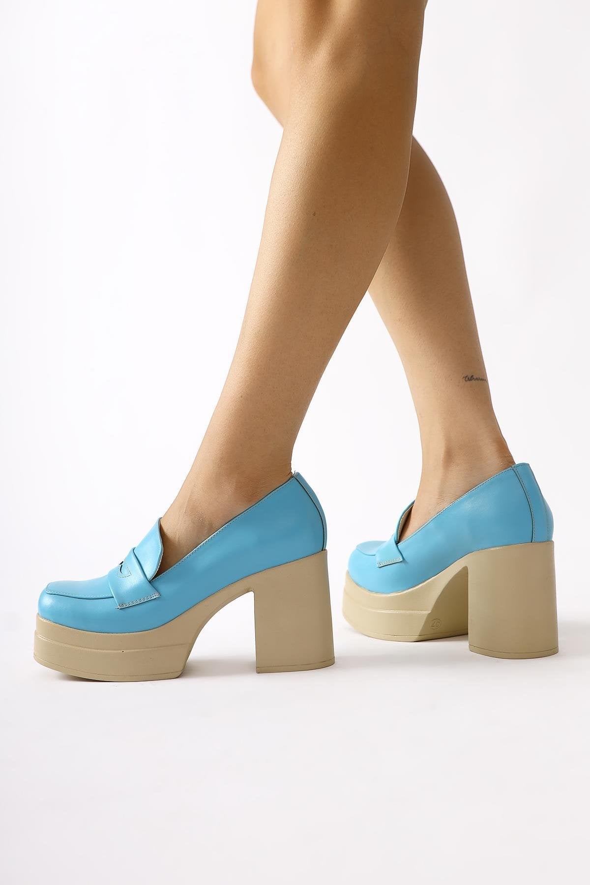 Candace Blue High Heel Platform Shoes