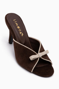 Meri Genuine Leather Brown Suede Heeled Women’s Slippers