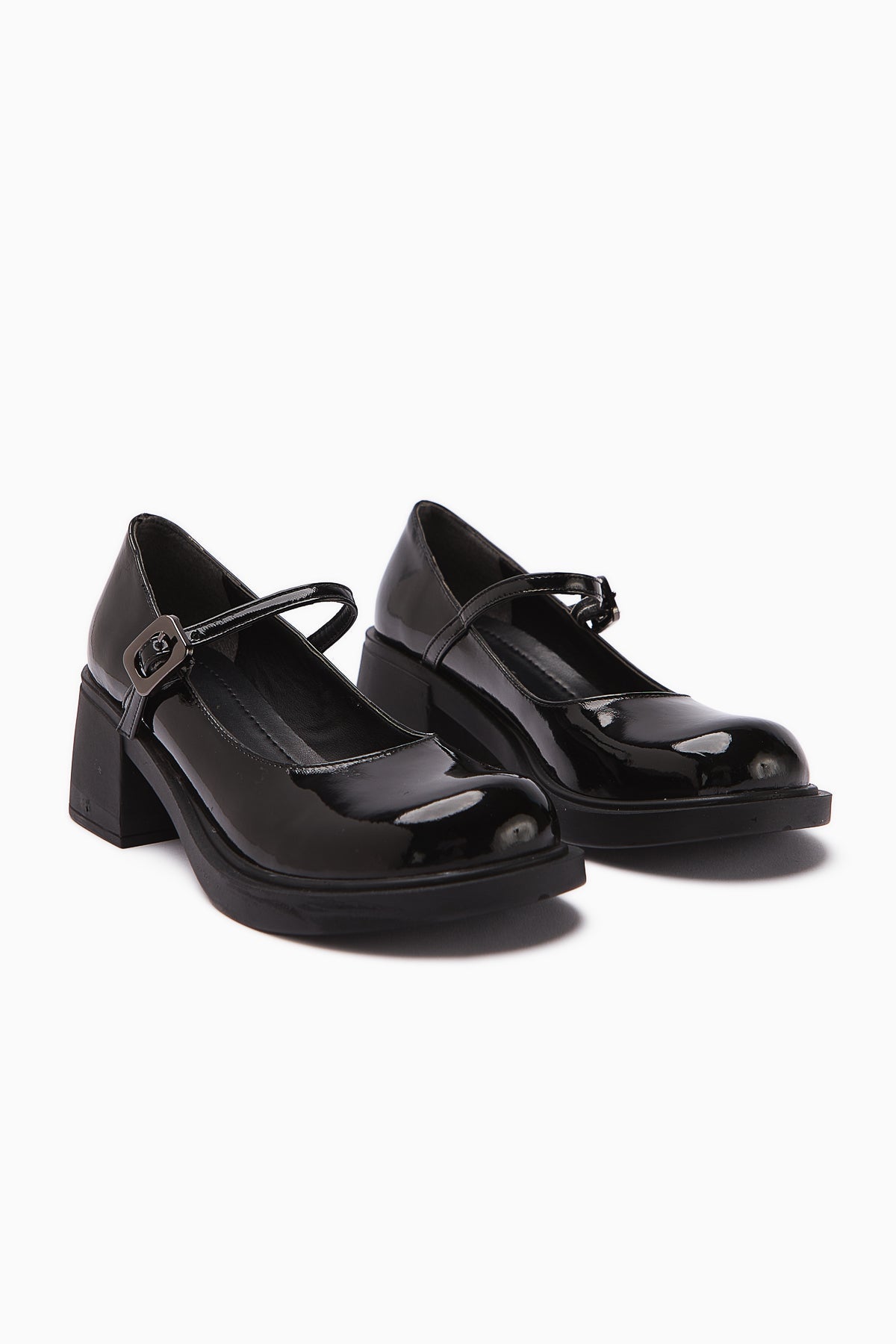Mirka – Black Patent Strap-Detail Loafer (Women)