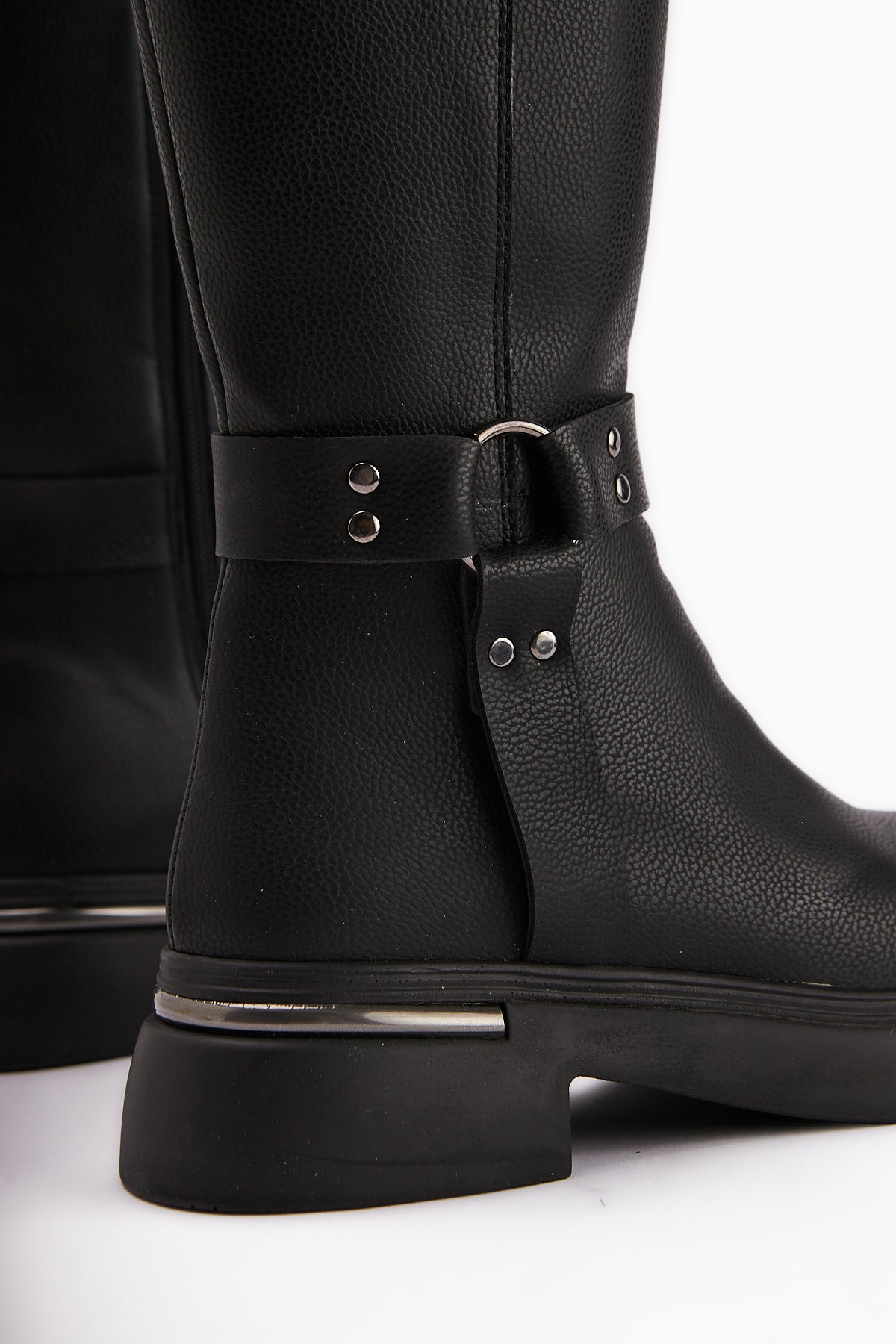 Lani Black Buckle and Stud Detailed Women’s Boots