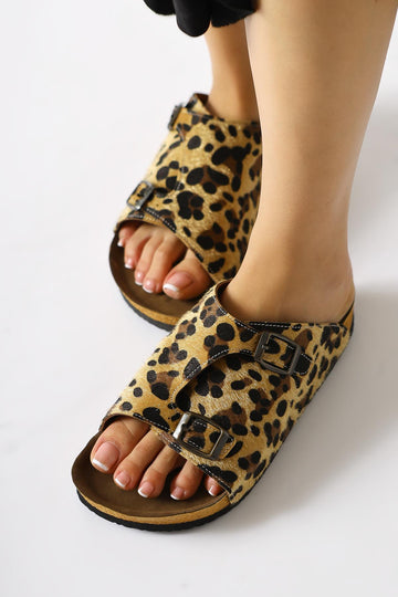 Christella - Leopard Suede Double-Buckle-Detail Slide (Women)