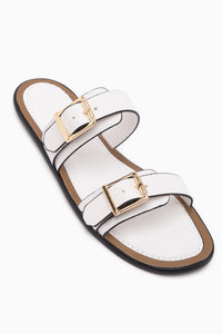 Linah White Double Strap Women’s Slippers
