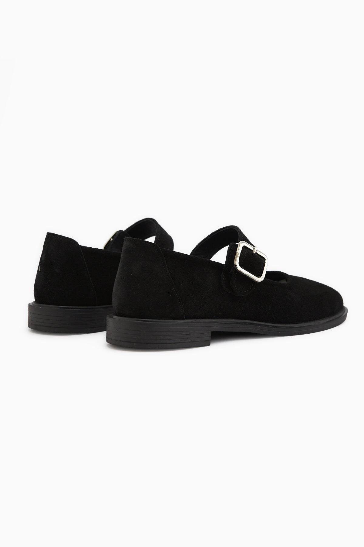 Senta Genuine Leather Black Suede Buckled Women’s Casual Shoes
