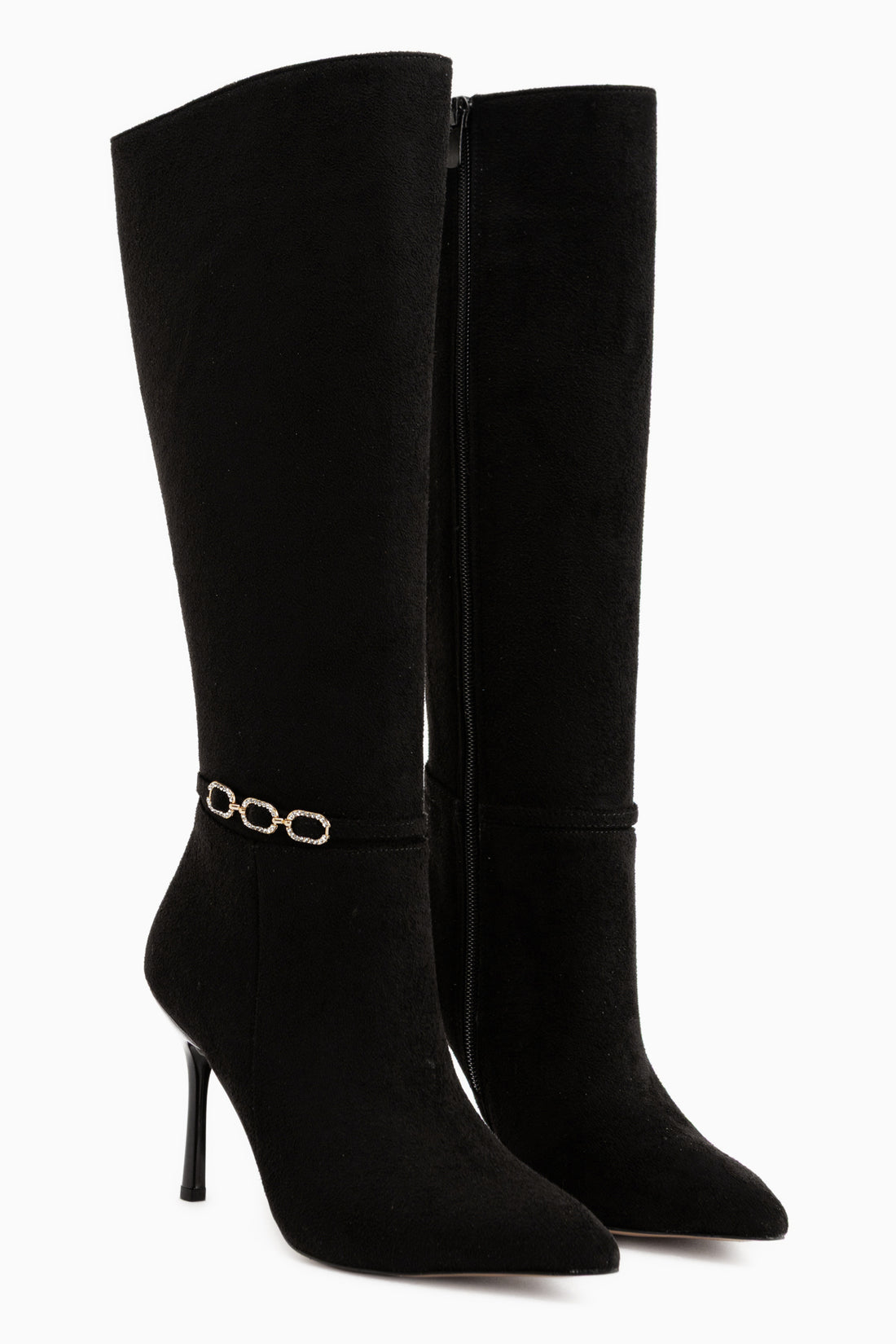 Patty Black Suede Slim Heeled Women’s Boots