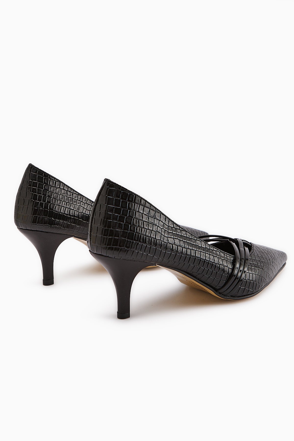 Riyam – Black Croc-Embossed Stiletto (Women)