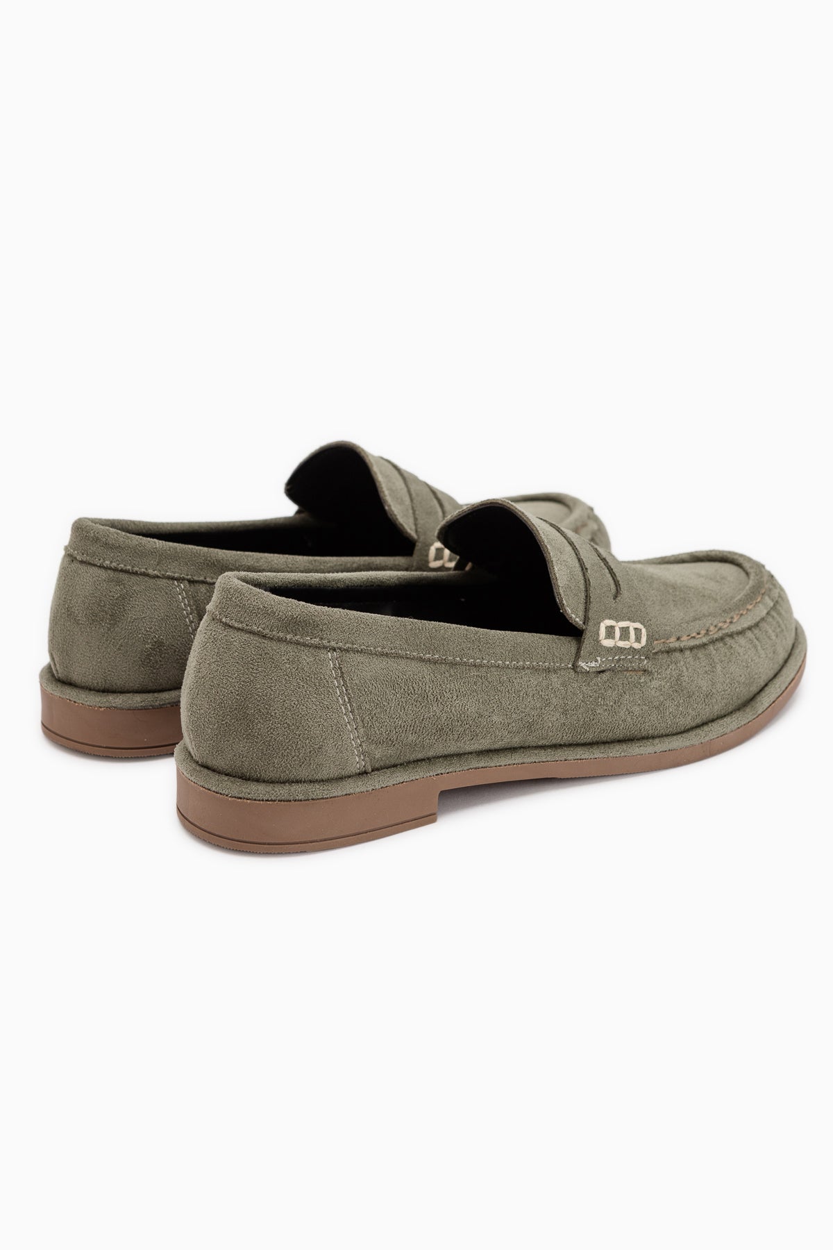 Carmel Yeşil Süet Penny Loafer Kadın Ayakkabı