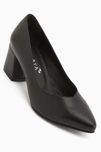 Ferida Genuine Leather Black Thick Heeled Women’s Shoes
