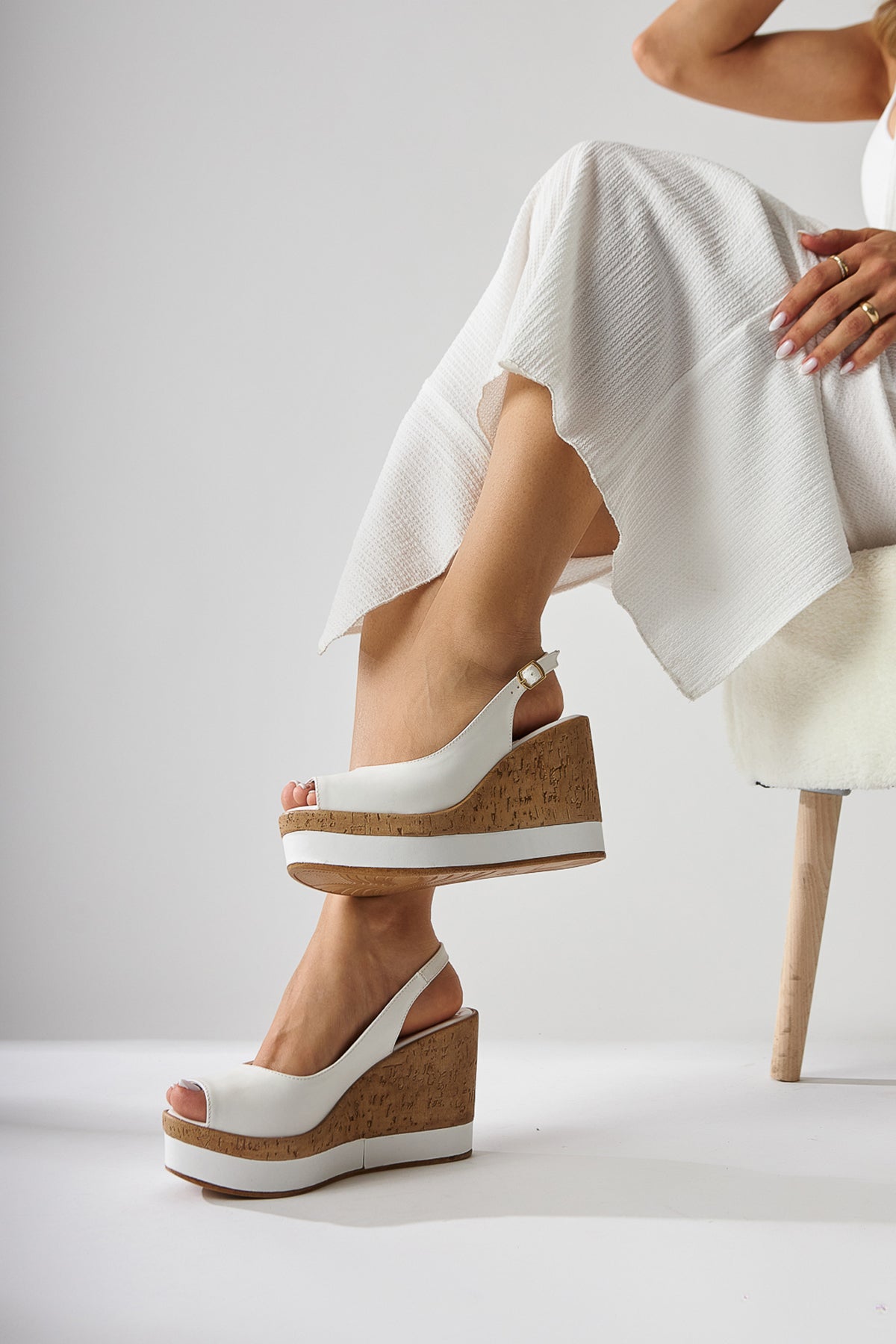 Jenny Women's White Platform Heels