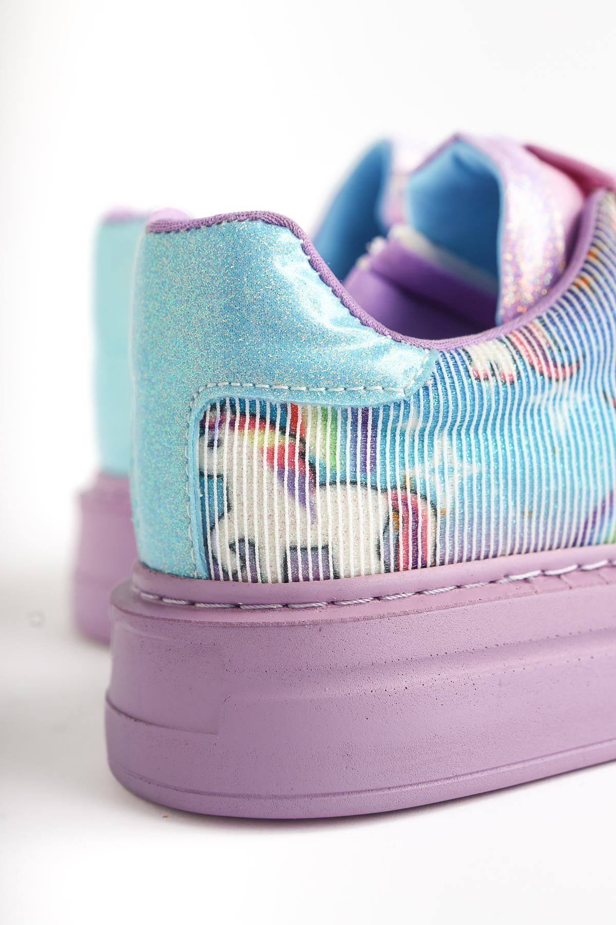 Kenia Lilac Unicorn Printed Kids' Athletic Shoes