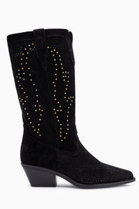 Neira Genuine Leather Black Summer Western Women’s Boots