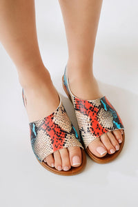 Kaia Genuine Leather Snake Pattern Sandals