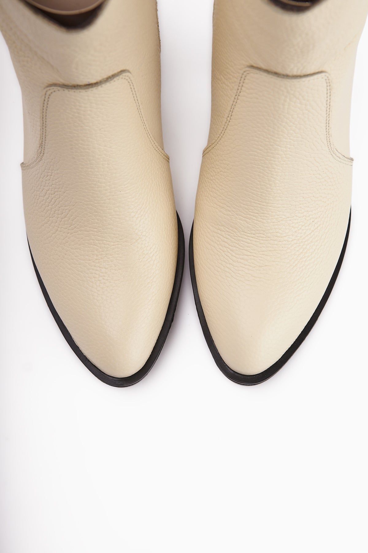 Ubax Genuine Leather Beige Heeled Women's Ankle Boot