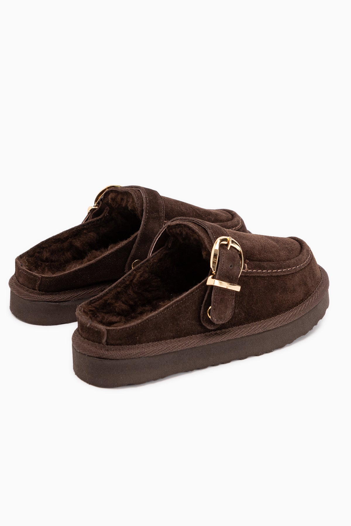 Beisa Genuine Leather Brown Suede Fur Women’s Slippers