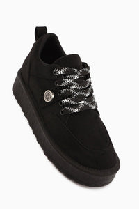 Serina Black Suede Lace-Up Women's Casual Shoe