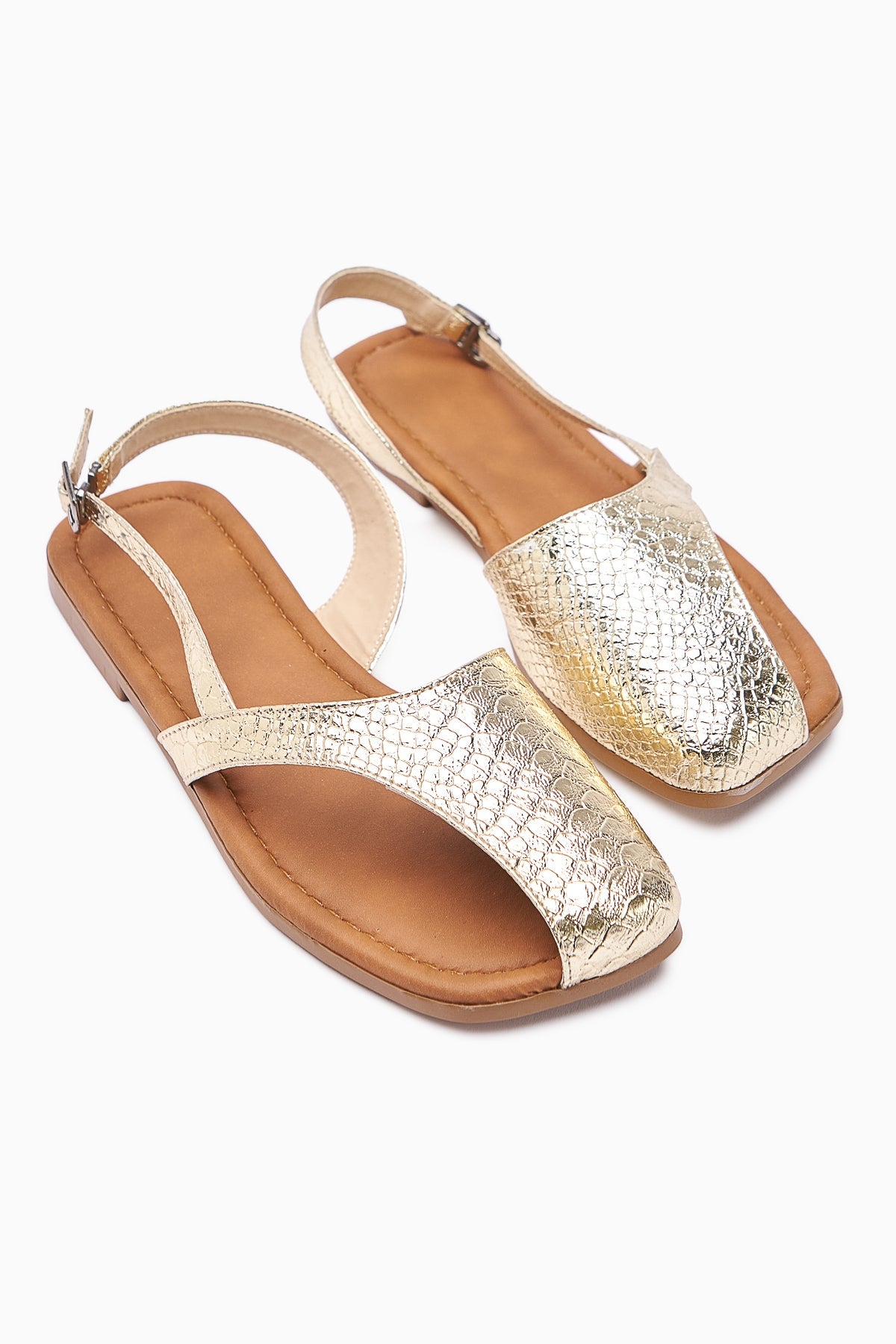 Agnez Gold Belt Detailed Women's Sandals