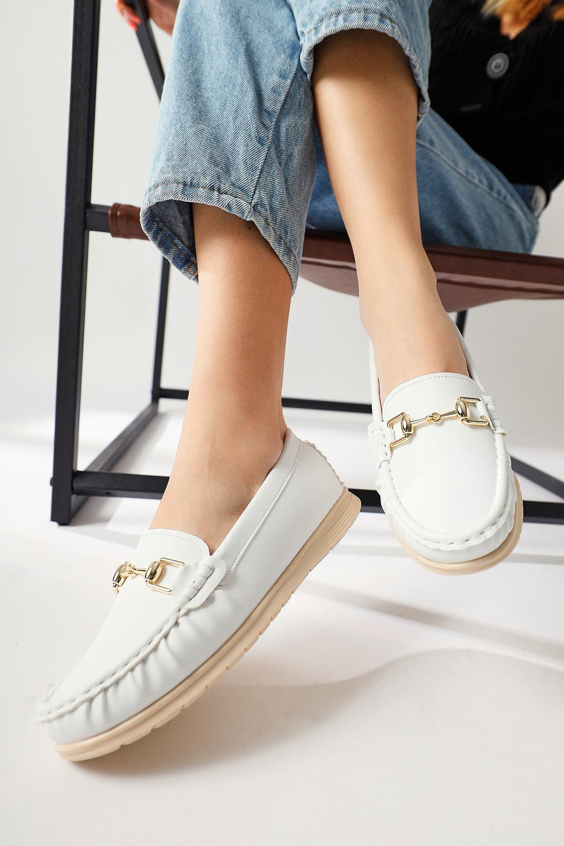 Tola White Everyday Shoes with Buckle Detail