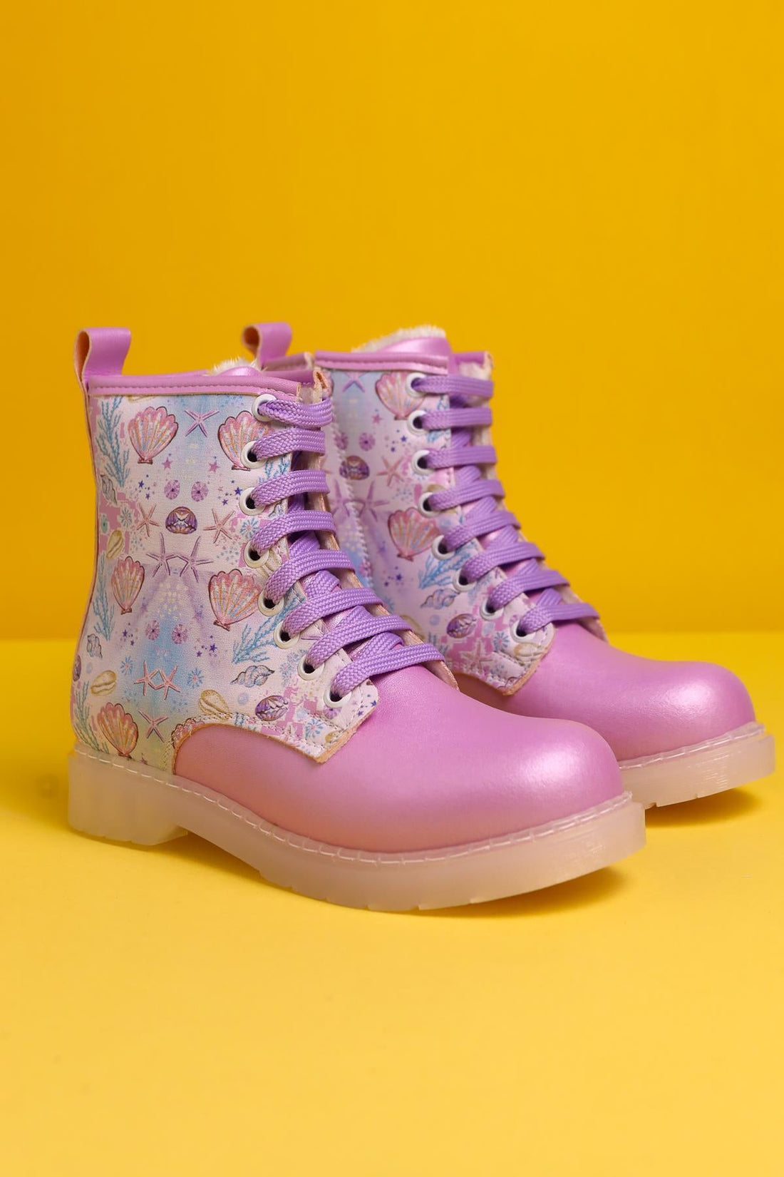 Fideli Purple Sea Life Print Light-Up Lace-Up Kids' Boots