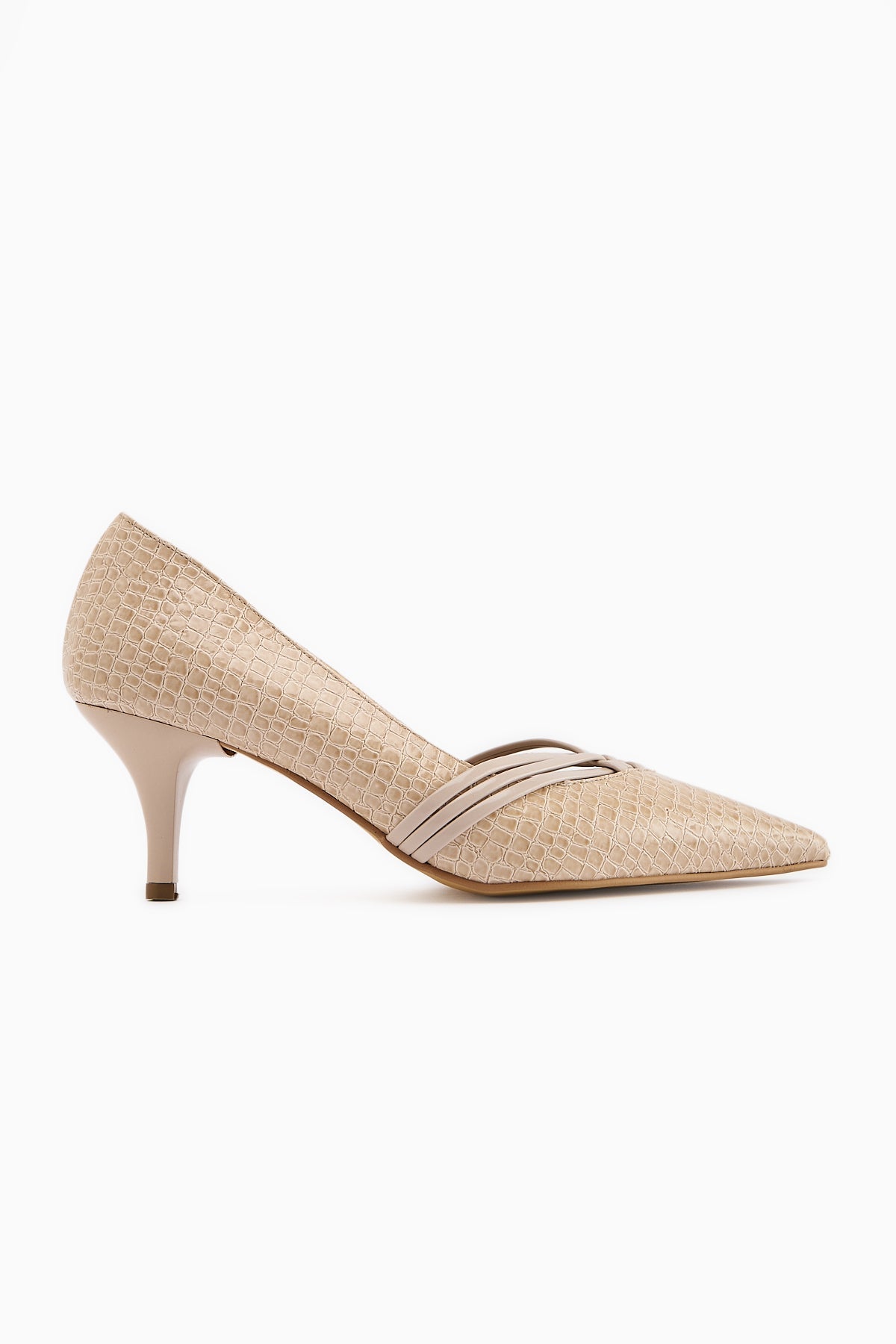 Riyam Women's Beige Crocodile Pattern Stiletto Shoe