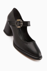 Nana – Black Buckle Heeled Shoe (Women)