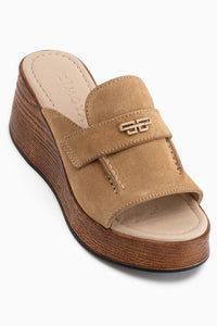 Roxana Beige Stone Detailed Women’s Wedge Sandal