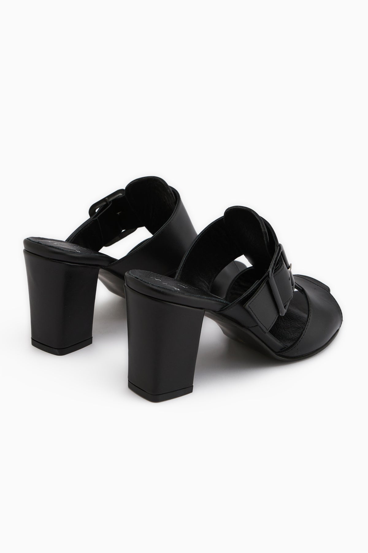 Ansa Genuine Leather Black Heeled Women’s Slippers