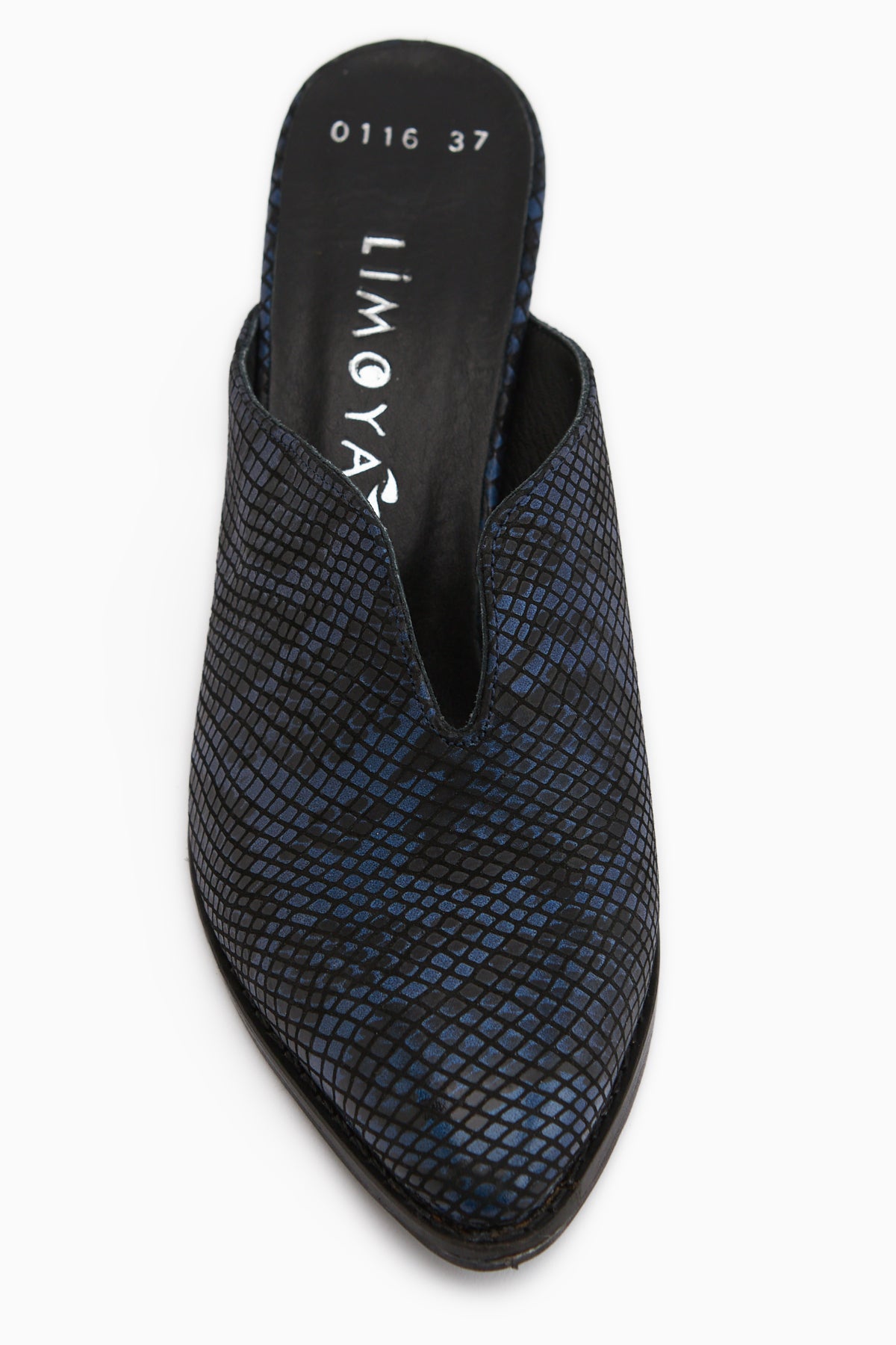 Rachel Genuine Leather Navy Snake Patterned Women’s Heeled Slippers