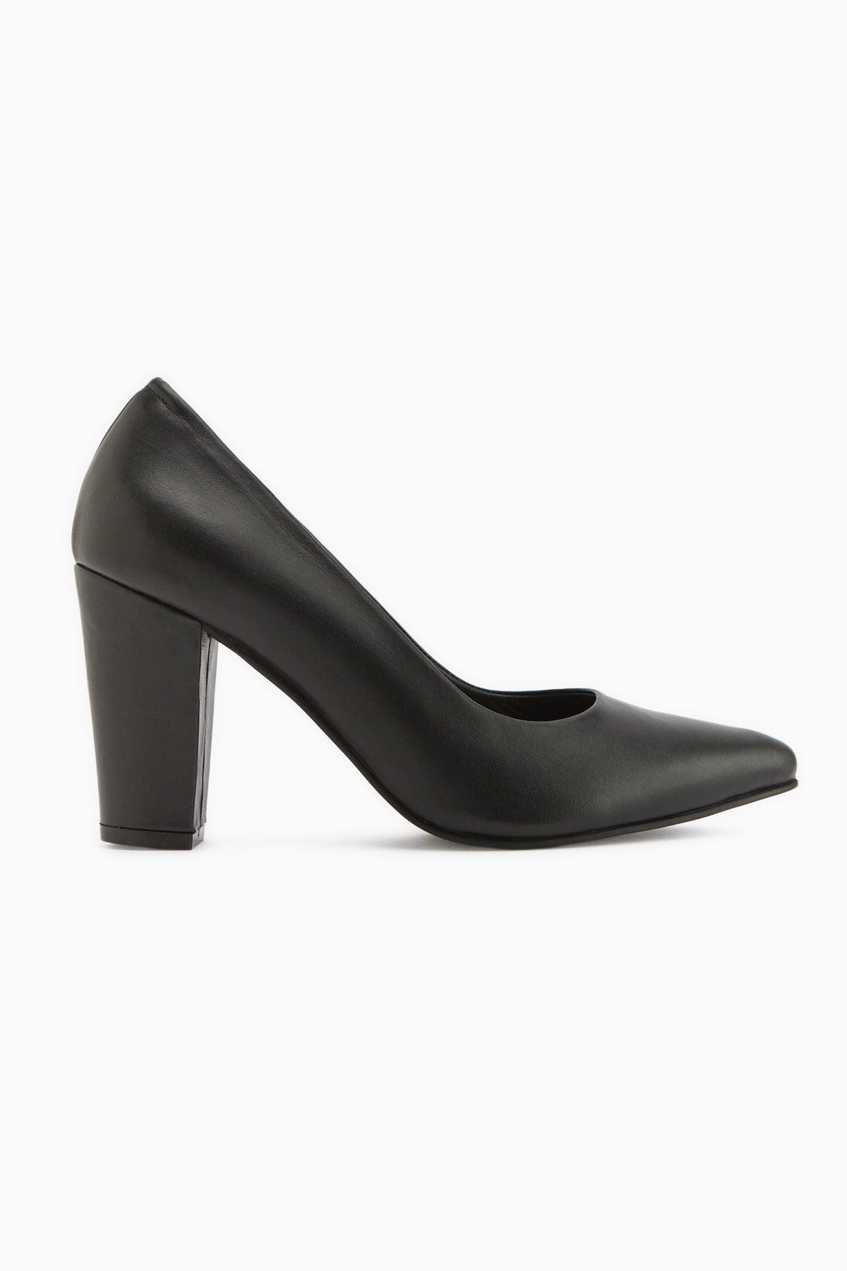 Emily Genuine Leather Black Thick Heeled Women’s Shoes